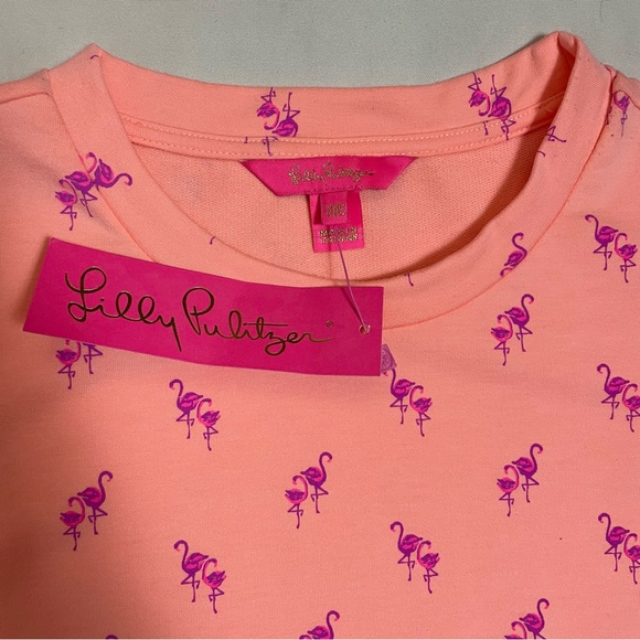 NWT New $108 Lilly Pulitzer Jansen Peach Flamingo Sweatshirt Size XXS - Picture 9 of 14